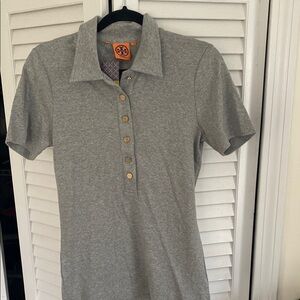 Tory Burch Gray Fitted Polo Button Down Shirt